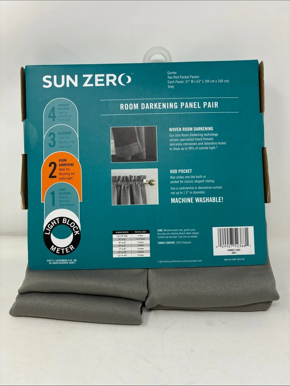 Sun Zero Gray Room Darkening Curtain Panel Pair
